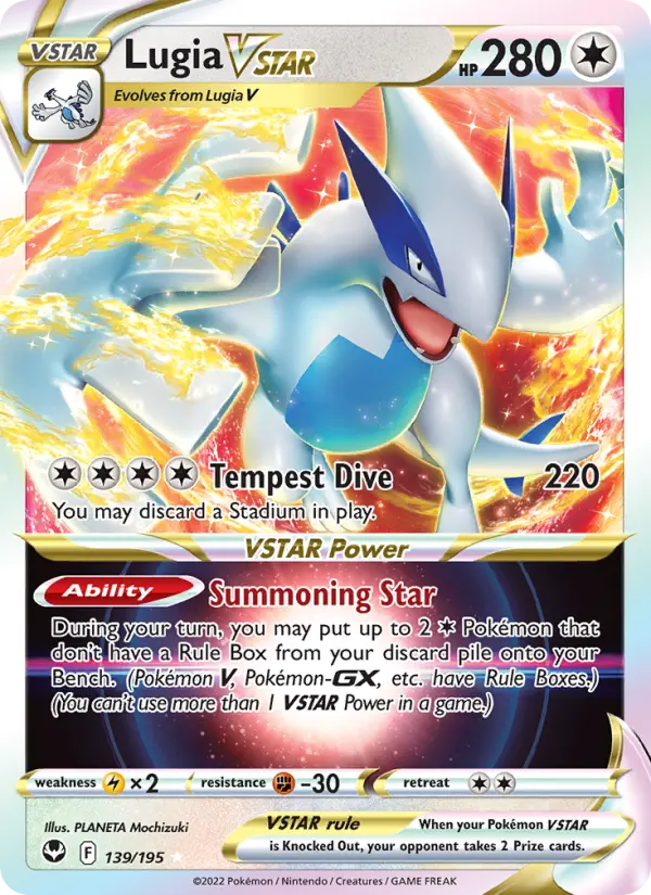 Lugia VSTAR Holo Rare VSTAR Pokemon card #139 from Silver Tempest