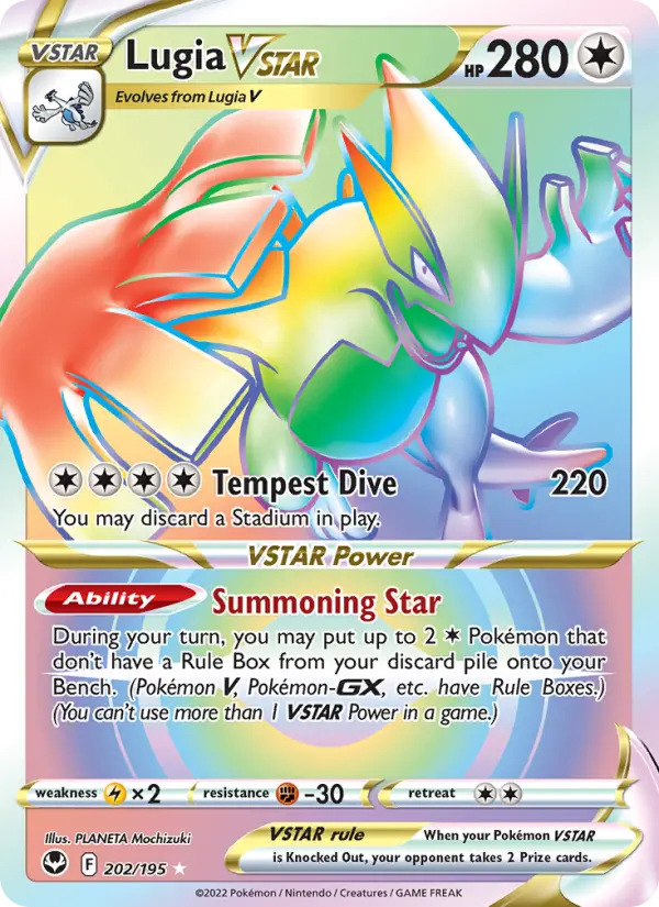 Lugia VSTAR Secret Rare Pokemon card #202 from Silver Tempest