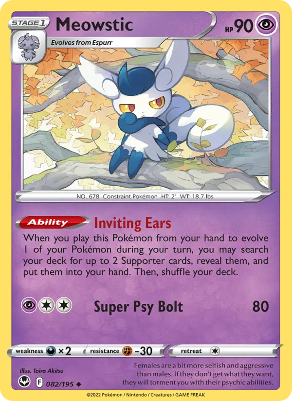 Meowstic Uncommon Pokemon card #082 from Silver Tempest
