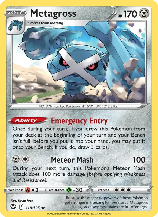 Metagross Holo Rare Pokemon card #119 from Silver Tempest