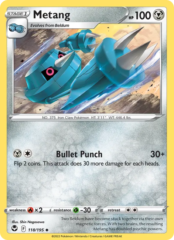 Metang Uncommon Pokemon card #118 from Silver Tempest