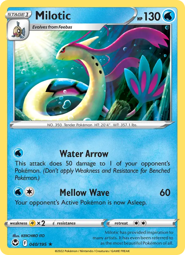 Milotic Rare Pokemon card #040 from Silver Tempest