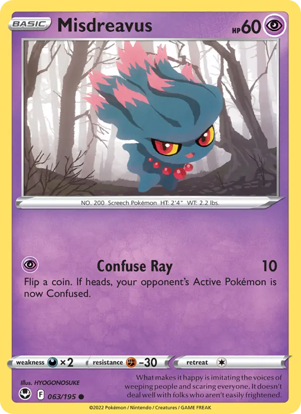 Misdreavus Common Pokemon card #063 from Silver Tempest