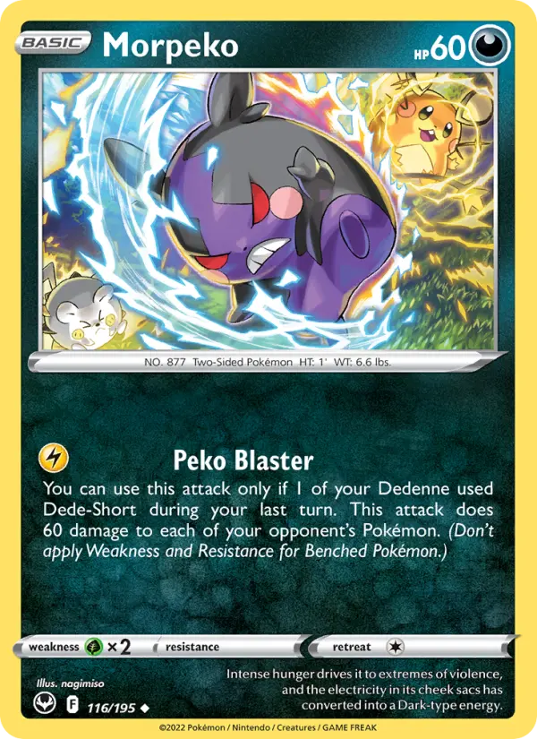 Morpeko Uncommon Pokemon card #116 from Silver Tempest