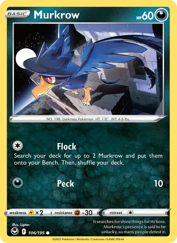 Murkrow Common Pokemon card #106 from Silver Tempest