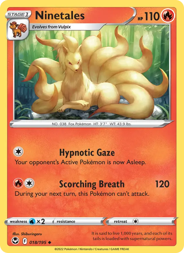 Ninetales Uncommon Pokemon card #018 from Silver Tempest