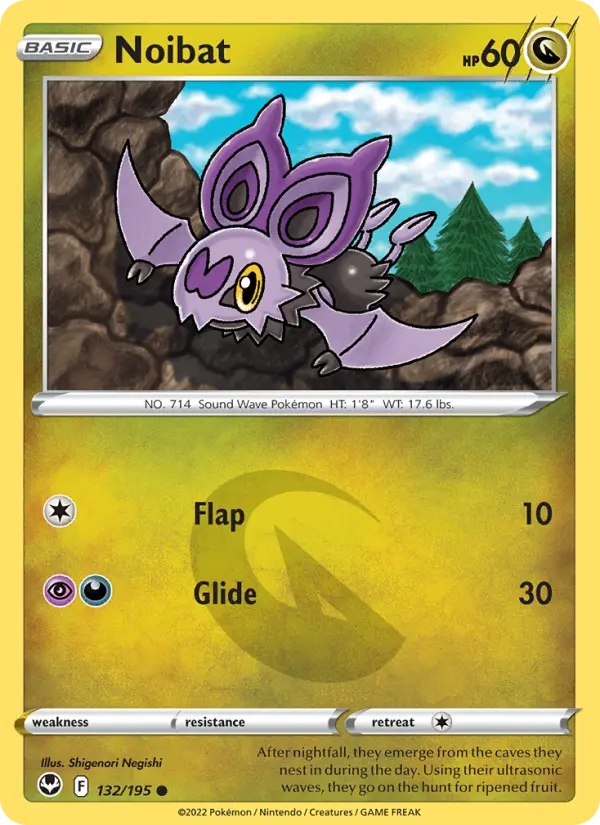 Noibat Common Pokemon card #132 from Silver Tempest