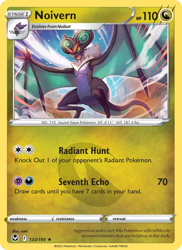 Noivern Rare Pokemon card #133 from Silver Tempest