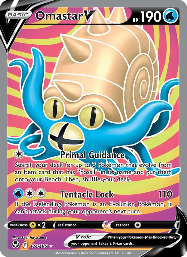 Omastar V Ultra Rare Pokemon card #174 from Silver Tempest