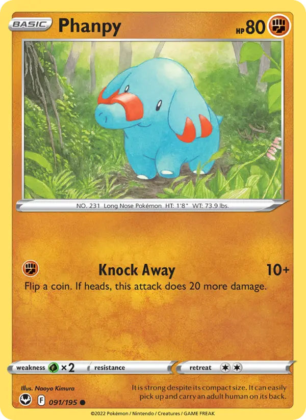 Phanpy Common Pokemon card #091 from Silver Tempest