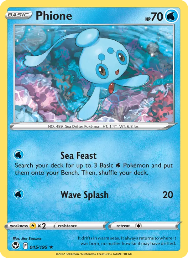 Phione Rare Pokemon card #045 from Silver Tempest