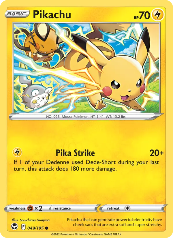Pikachu Common Pokemon card #049 from Silver Tempest