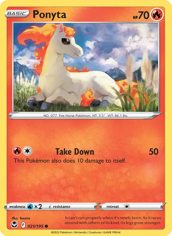 Ponyta Common Pokemon card #021 from Silver Tempest