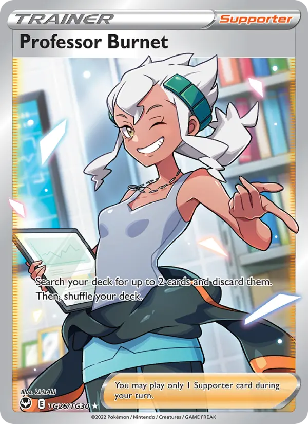 Professor Burnet Full Art Trainer Pokemon card #TG26 from Silver Tempest