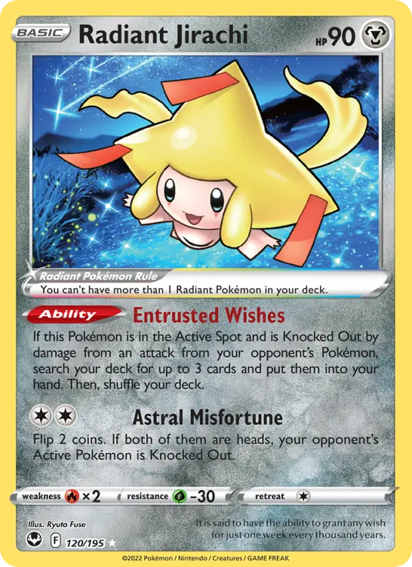 Radiant Jirachi Radiant Rare Pokemon card #120 from Silver Tempest