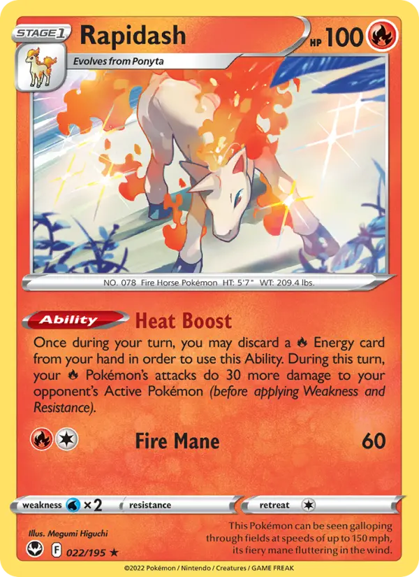 Rapidash Holo Rare Pokemon card #022 from Silver Tempest