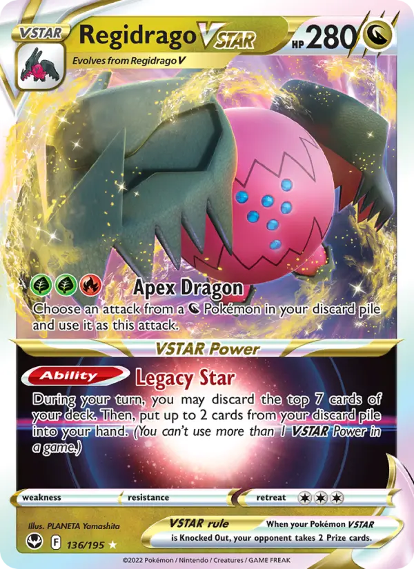 Regidrago VSTAR Holo Rare VSTAR Pokemon card #136 from Silver Tempest