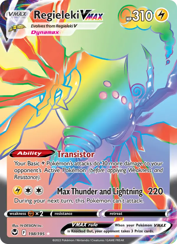Regieleki VMAX Secret Rare Pokemon card #198 from Silver Tempest