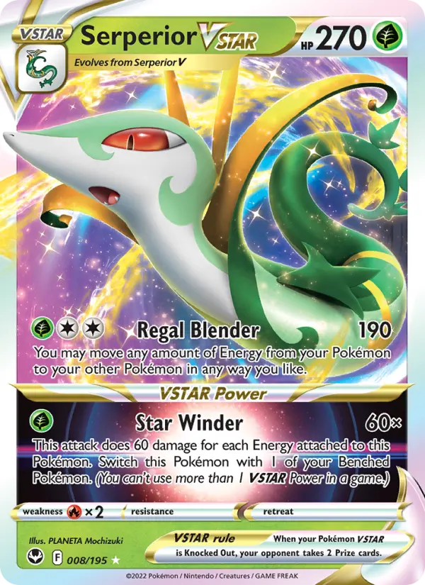 Serperior VSTAR Holo Rare VSTAR Pokemon card #008 from Silver Tempest