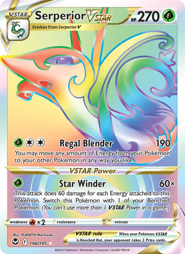 Serperior VSTAR Secret Rare Pokemon card #196 from Silver Tempest