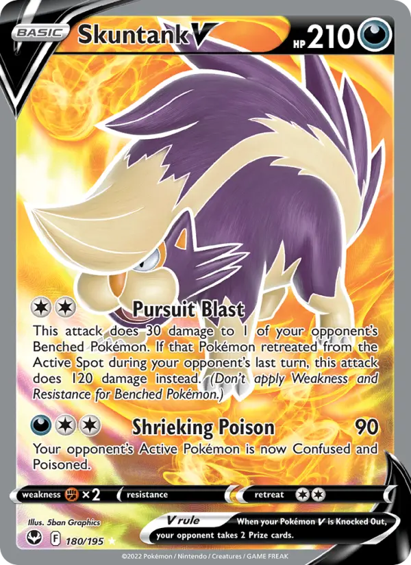 Skuntank V Ultra Rare Pokemon card #180 from Silver Tempest