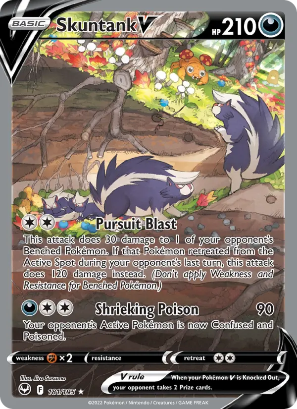 Skuntank V Ultra Rare Pokemon card #181 from Silver Tempest