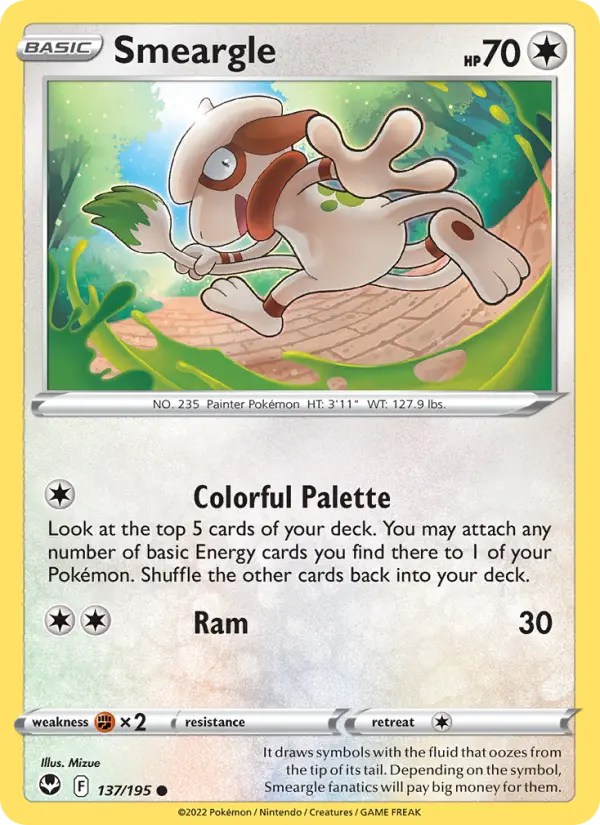 Smeargle Common Pokemon card #137 from Silver Tempest