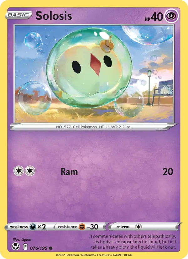 Solosis Common Pokemon card #076 from Silver Tempest
