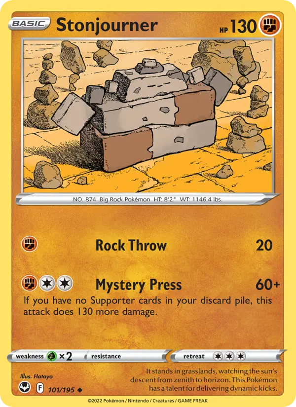 Stonjourner Uncommon Pokemon card #101 from Silver Tempest