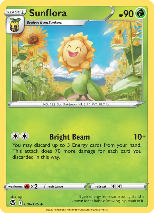 Sunflora Uncommon Pokemon card #006 from Silver Tempest