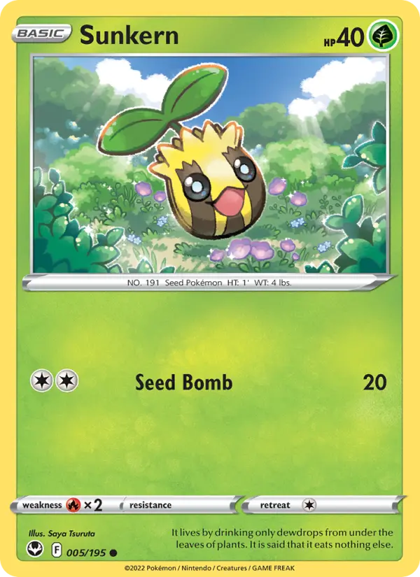 Sunkern Common Pokemon card #005 from Silver Tempest