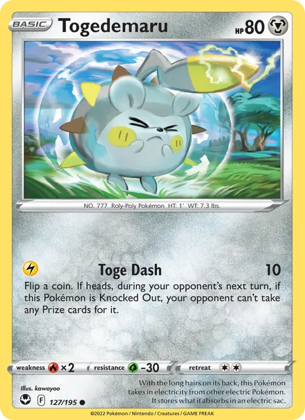 Togedemaru Common Pokemon card #127 from Silver Tempest