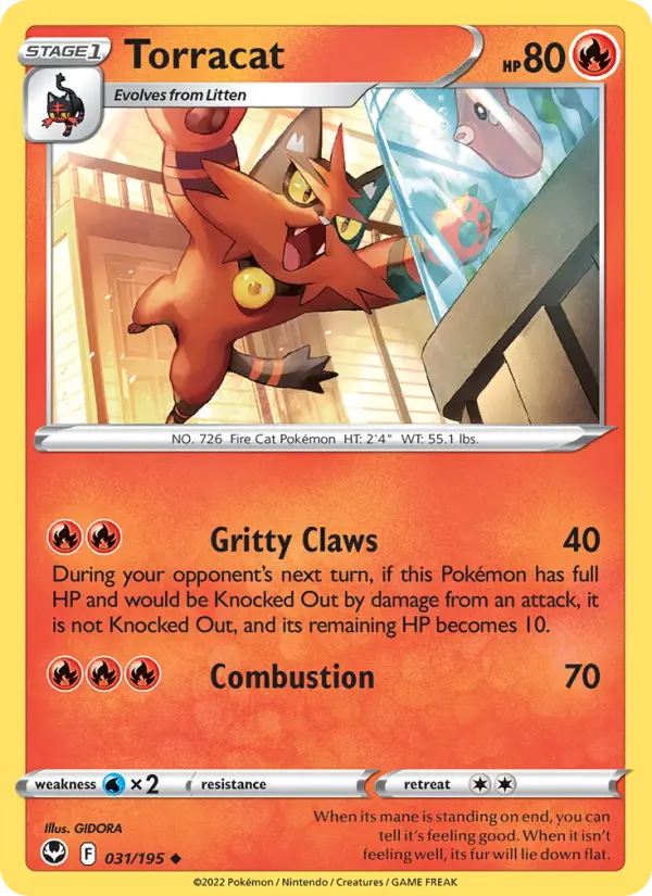 Torracat Uncommon Pokemon card #031 from Silver Tempest