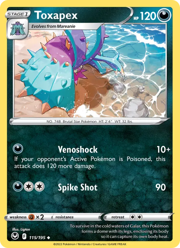 Toxapex Uncommon Pokemon card #115 from Silver Tempest