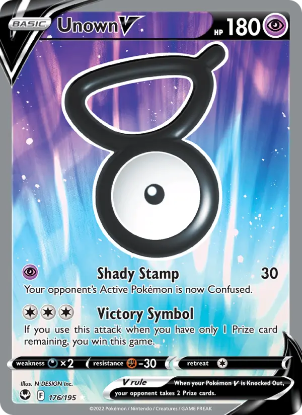 Unown V Ultra Rare Pokemon card #176 from Silver Tempest