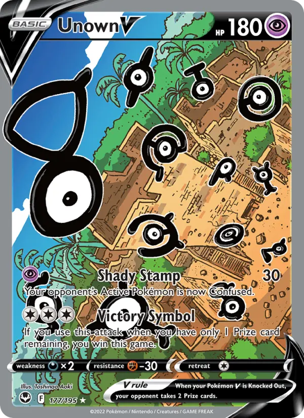 Unown V Ultra Rare Pokemon card #177 from Silver Tempest