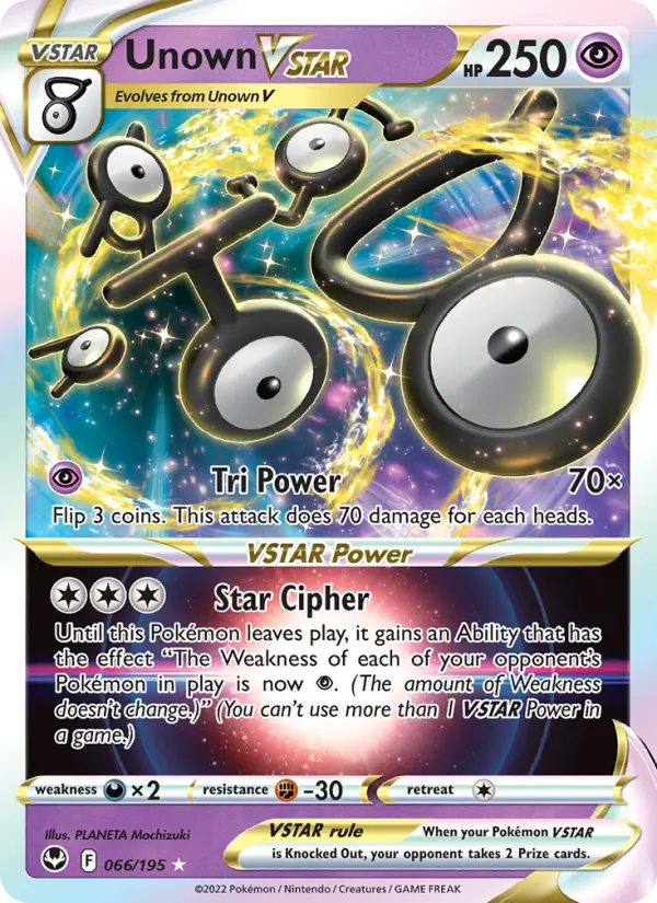 Unown VSTAR Holo Rare VSTAR Pokemon card #066 from Silver Tempest