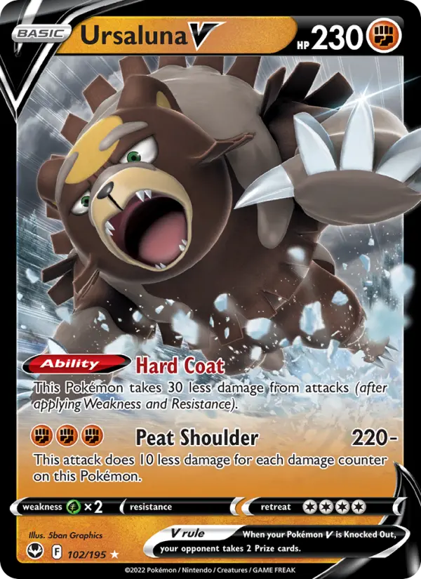 Ursaluna V Holo Rare V Pokemon card #102 from Silver Tempest