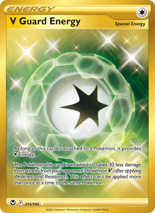 V Guard Energy Secret Rare Pokemon card #215 from Silver Tempest
