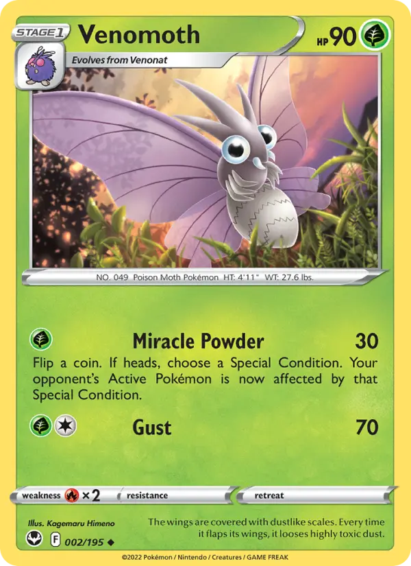 Venomoth Uncommon Pokemon card #002 from Silver Tempest