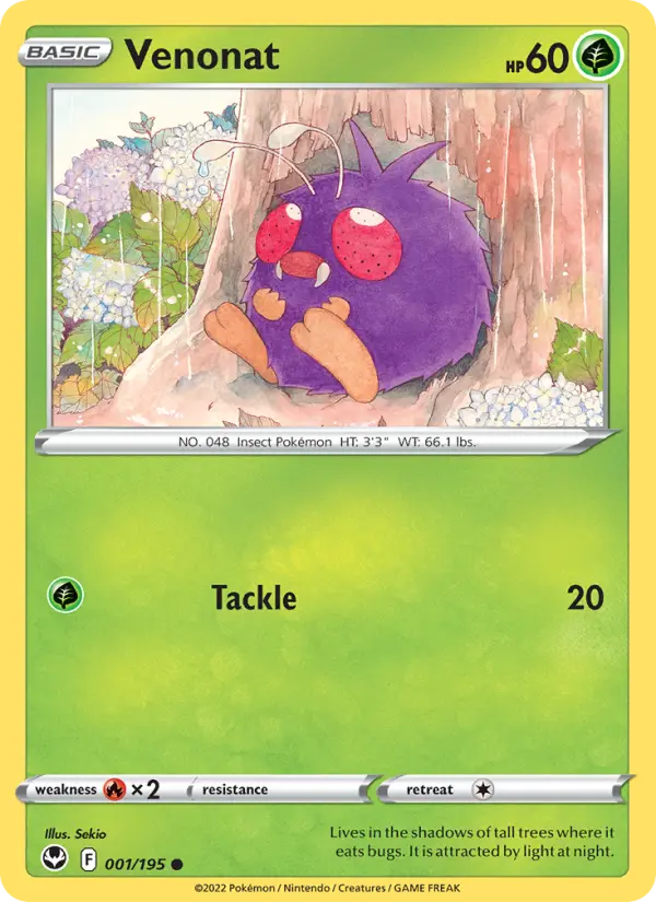 Venonat Common Pokemon card #001 from Silver Tempest