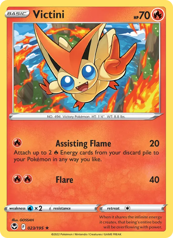 Victini Rare Pokemon card #023 from Silver Tempest