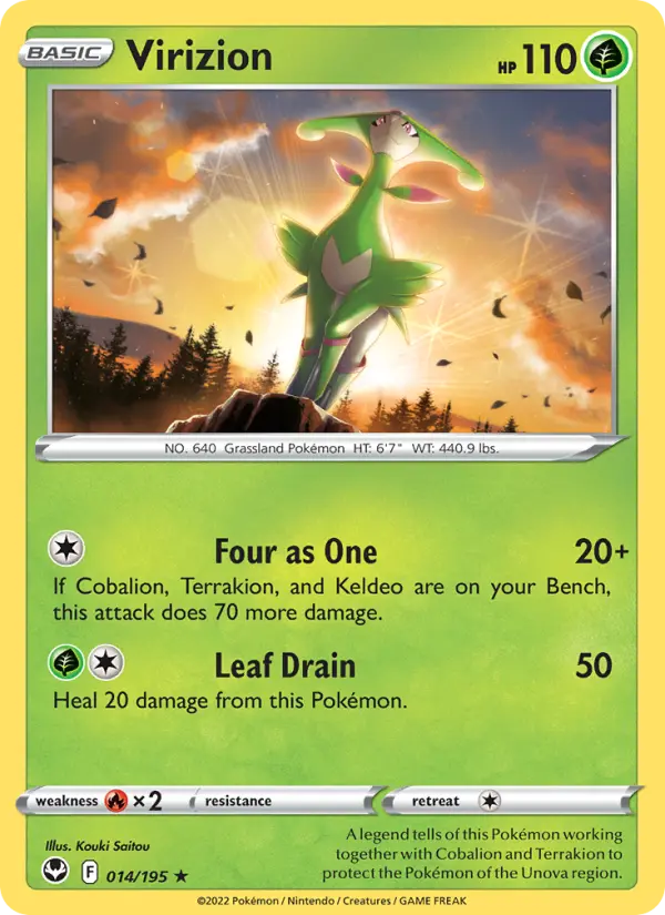 Virizion Rare Pokemon card #014 from Silver Tempest