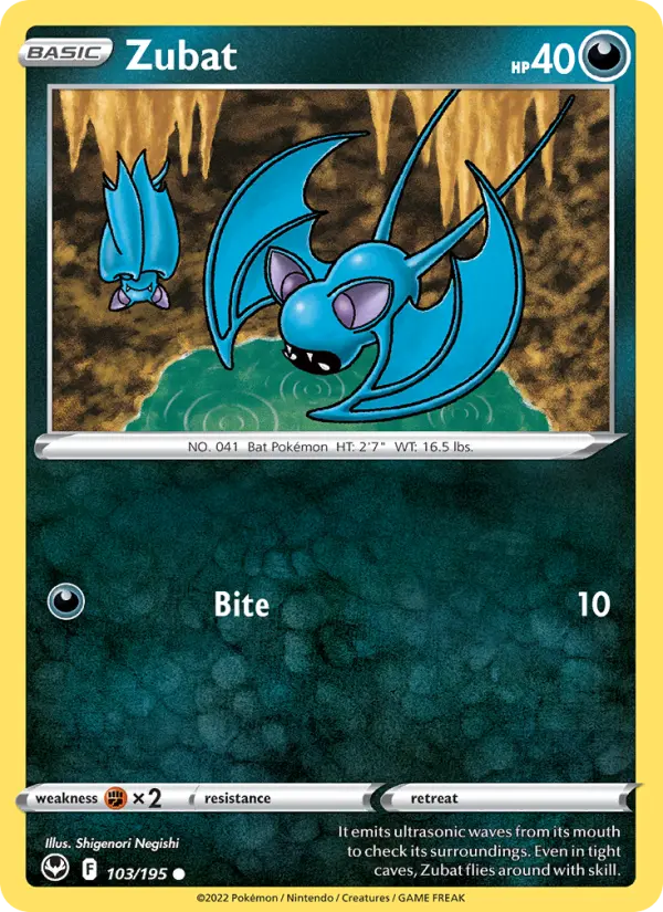 Zubat Common Pokemon card #103 from Silver Tempest