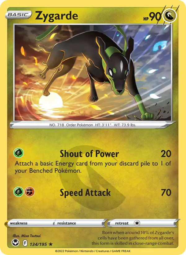 Zygarde Rare Pokemon card #134 from Silver Tempest