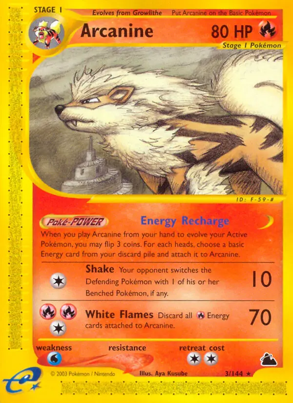 Arcanine Rare Pokemon card #3 from Skyridge