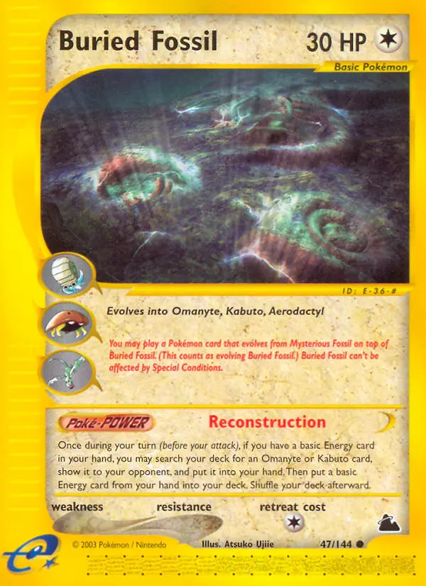 Buried Fossil Common Pokemon card #47 from Skyridge