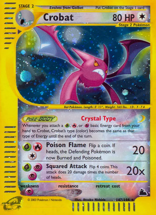 Crobat Rare Pokemon card #147 from Skyridge