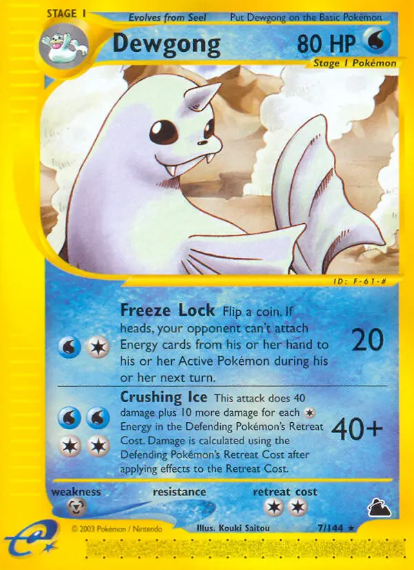 Dewgong Rare Pokemon card #7 from Skyridge
