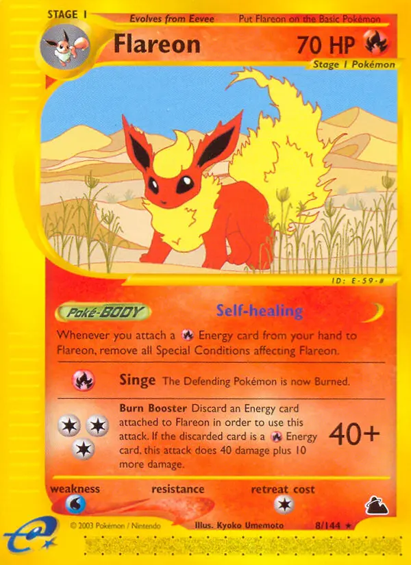Flareon Rare Pokemon card #8 from Skyridge